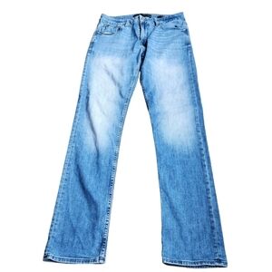 Guess slim tapered mid rise straight leg blue white demin  Jean pants